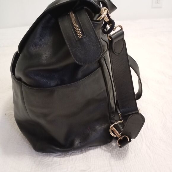 Mina Baie Kinney Vegan Leather Diaper Bag Black Backpack - Picture 2 of 10